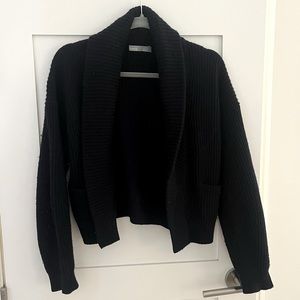 Navy Shawl Collar Cashmere Cardigan Sweater